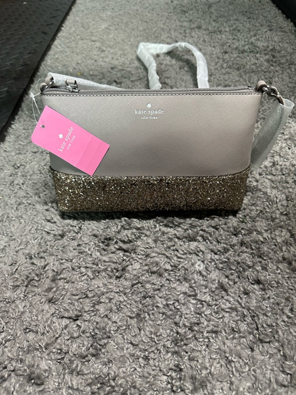 kate spade Two-Tone Crossbody with Gold Glitter Trim